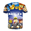 Roblox kids 3D printed t-shirt with vibrant cartoons and text design, perfect for gaming fans and casual wear.