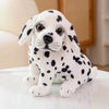 Plush Dalmatian puppy doll with black spots, made from soft fabric and PP cotton, perfect for decoration or gifting.