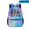 Roblox-themed school backpack with cartoon character designs and front pocket, perfect for students. Model number JA46600-B649.