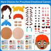 Montessori Emotional Expression Game pieces for kids including facial features and emotion cards for creative learning and play.