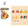 Pretend Play Kitchen Set fruit toys with realistic peelable features, includes strawberries, oranges, bananas, and watermelons.