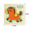 Montessori wooden cartoon horse puzzle piece for early learning and cognitive development in toddlers.