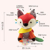 Montessori plush fox toy with head rattle, ring paper, color webbing, teether, and rattle ring. Ideal stroller pendant for infants.