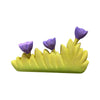 Wooden toy grass with purple flowers from Montessori scene building set for imaginative play and learning.