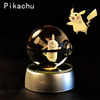 3D Pokemon crystal ball with etched Pikachu design on LED base, glowing multicolor light, perfect for Pokemon fans and collectors.