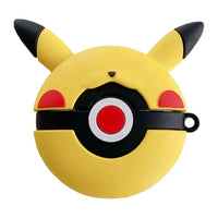 Pikachu-themed Poke Ball AirPods case made of durable silicone, providing full protection for Apple AirPods with fun anime design.