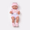 Lifelike 14-inch reborn baby doll in pink outfit, realistic silicone design, perfect for role-playing and nurturing play.