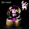 3D Sylveon crystal ball with LED light base, featuring intricate Pokemon design for decorative display.