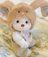 Little Bear Plush Doll with bunny ears, dressed in changeable clothes, kawaii-style design for kids and collectors.