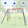 Outdoor swing set with monkey bar, suitable for ages 3-10, supports up to 110 lbs, fits 3-4 users, ideal for backyard play.