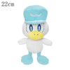 22cm blue and white duck plush toy with a yellow beak and blue hat