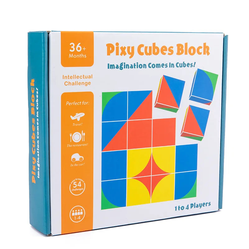 "Pixy Cubes Block Puzzle Box for Kids 36+ Months, Promotes Spatial Thinking and Creativity, 1 to 4 Players Educational Toy"