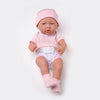 Lifelike reborn baby doll in pink outfit, 14-inch size with realistic silicone skin, perfect for nurturing play and gifting.