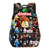 Roblox-themed backpack with colorful cartoon characters for school kids.