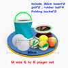 "Balance Ball Relay Game set with board, golf and rubber balls, folding buckets for 6 to 8 players"