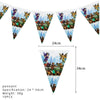 Roblox party pennant banner featuring colorful game characters, 24x34cm, set of 10. Perfect for kids' birthday decorations.