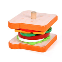 Wooden Burger Stacking Toy for Kids Pretend Play – Enhance Creativity & Fine Motor Skills