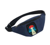 Alien-themed navy blue fanny pack with zipper closure and adjustable strap, featuring a UFO and night sky design for travel or casual wear.