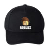 Black Roblox baseball cap with character design, featuring black and pink colors for stylish gaming fans.