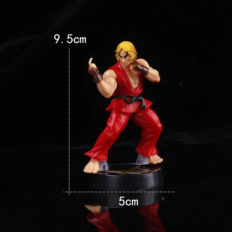 Ken Masters action figure from Street Fighter in red attire, 9.5cm tall, ideal for anime and gaming fans.