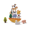 Wooden farm animal stacking blocks with tree and windmill, perfect for toddler learning and imaginative play.