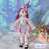 Stylish 12-inch fashion doll in vibrant outfit with hat, standing on fluffy surface, against colorful background. Perfect for imaginative play.