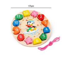 Montessori wooden puzzle toy with colorful blocks and penguin design, promotes education and motor skills for toddlers aged 1-3.