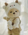 Little Bear Plush Doll wearing cute changeable clothes, ideal for kids and collectors. Soft plush fabric, perfect for cuddling and play.