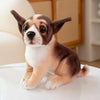 Lifelike Chihuahua plush puppy doll on a table, made from soft fabric for kids and dog lovers, perfect for gifts and decorations.