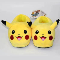 Pikachu Pokemon plush indoor slippers with non-slip sole, perfect for keeping feet warm and cozy in winter.