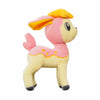 Cute Pokemon plush toy resembling a pink and yellow deer character, made from soft fabric, perfect for cuddling or collecting.