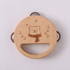 Wooden tambourine for kids with a cute bear design, part of the musical instrument set for preschoolers.