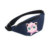 Navy blue waist bag with Jigglypuff print, featuring adjustable strap and zipper closure, perfect for Pokemon fans and casual outings.