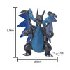 Blue and black PVC action figure of a dragon-like Pokemon with size dimensions marked, ideal collectible for fans and kids.