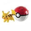 Pokemon Pikachu figure with red Pokeball toy set made of ABS and PVC, perfect for fans and collectors.