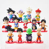 Colorful anime action figure toys standing on display with diverse characters and expressive poses.