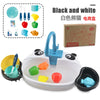 Kids electric kitchen sink playset with faucet, colorful dishes, and utensils for pretend play.