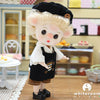 Mini piggy BJD doll in handmade outfit with movable joints, posing in a charming room setting, perfect for collectors and DIY enthusiasts.