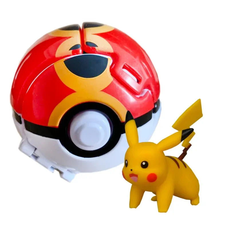 Pokemon Pokeball with Pikachu figure, made of ABS plastic, ideal collectible for fans.