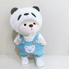 Little bear plush doll in panda hat with changeable blue clothes, perfect for cuddling and playtime.