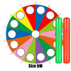 Large 6M rainbow parachute with vibrant colors and two inflatable tubes for outdoor games and team-building activities.