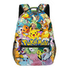 Colorful Pokemon backpack with Pikachu and other characters, featuring durable build, ideal for school use by MINISO.