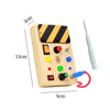 Montessori LED Light Switch Busy Board for Toddlers promoting fine motor skills and cognitive development with interactive play elements.