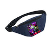 Navy blue fanny pack featuring Pokemon characters on the front with a black adjustable strap and zipper closure.