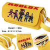 Roblox anime game canvas pencil case with characters, perfect for storing school supplies, 21cm x 11cm x 7cm size, yellow design.