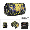 Pokemon Pikachu pen case with vibrant design and dimensions shown; part of the MINISO school backpack set for students.