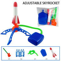 Air Rocket Launcher Toy with foot pump and foam rockets for outdoor games and STEM learning.