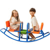 Kids playing on an outdoor teeter totter seesaw, designed for active play and motor skill development, suitable for toddlers and children.