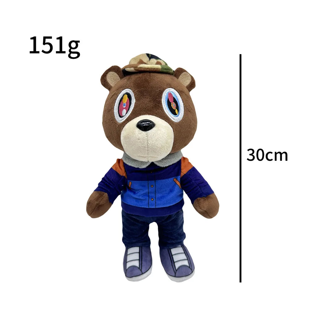 Kanye West Dropout Bear Plush Toy, 30cm, 151g, inspired by Graduation album, hip-hop collectible, room décor.