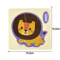 Montessori wooden lion puzzle piece for toddlers, colorful and educational early learning toy measuring 10.2cm.